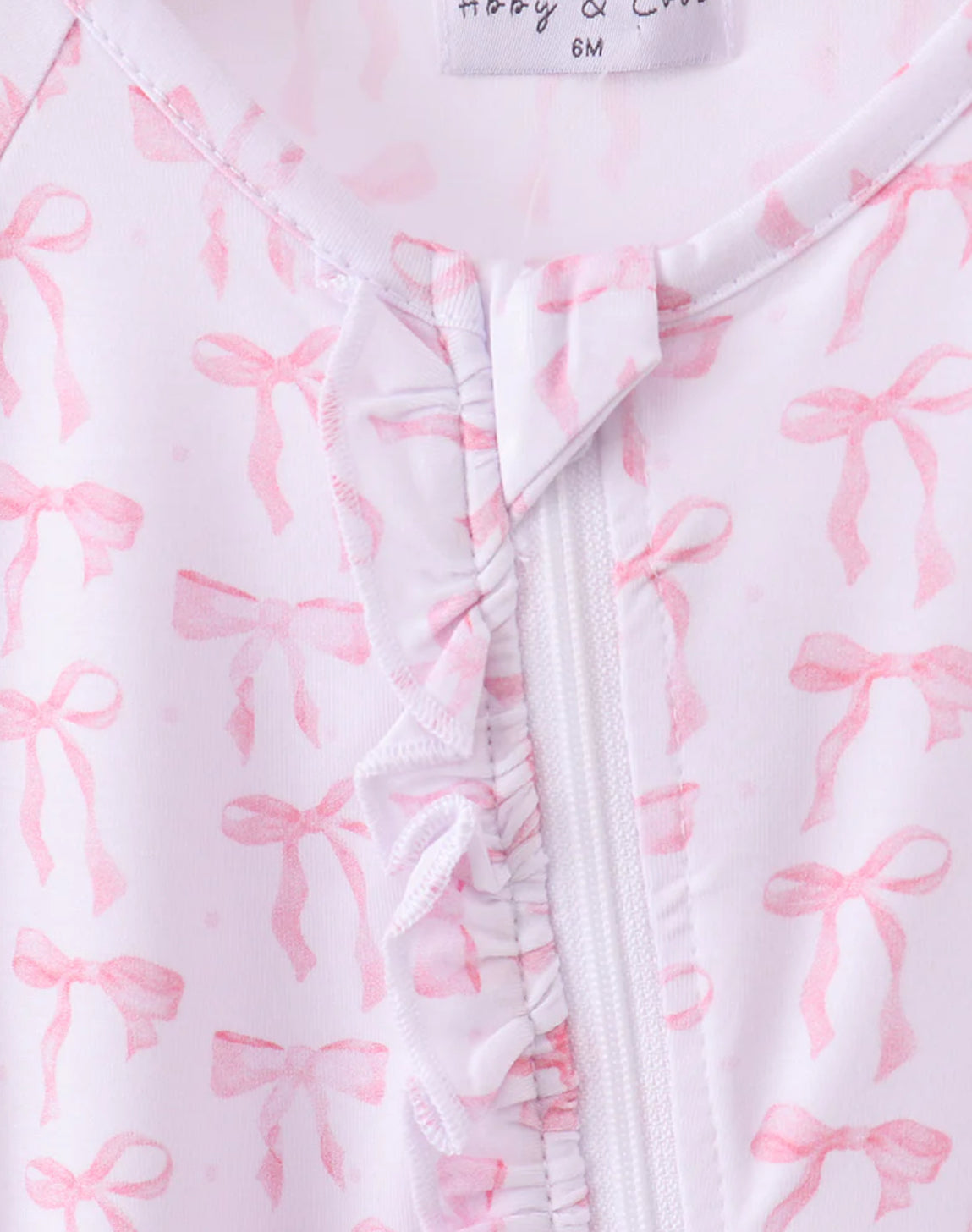 Pink Bow Ruffle Bamboo Romper