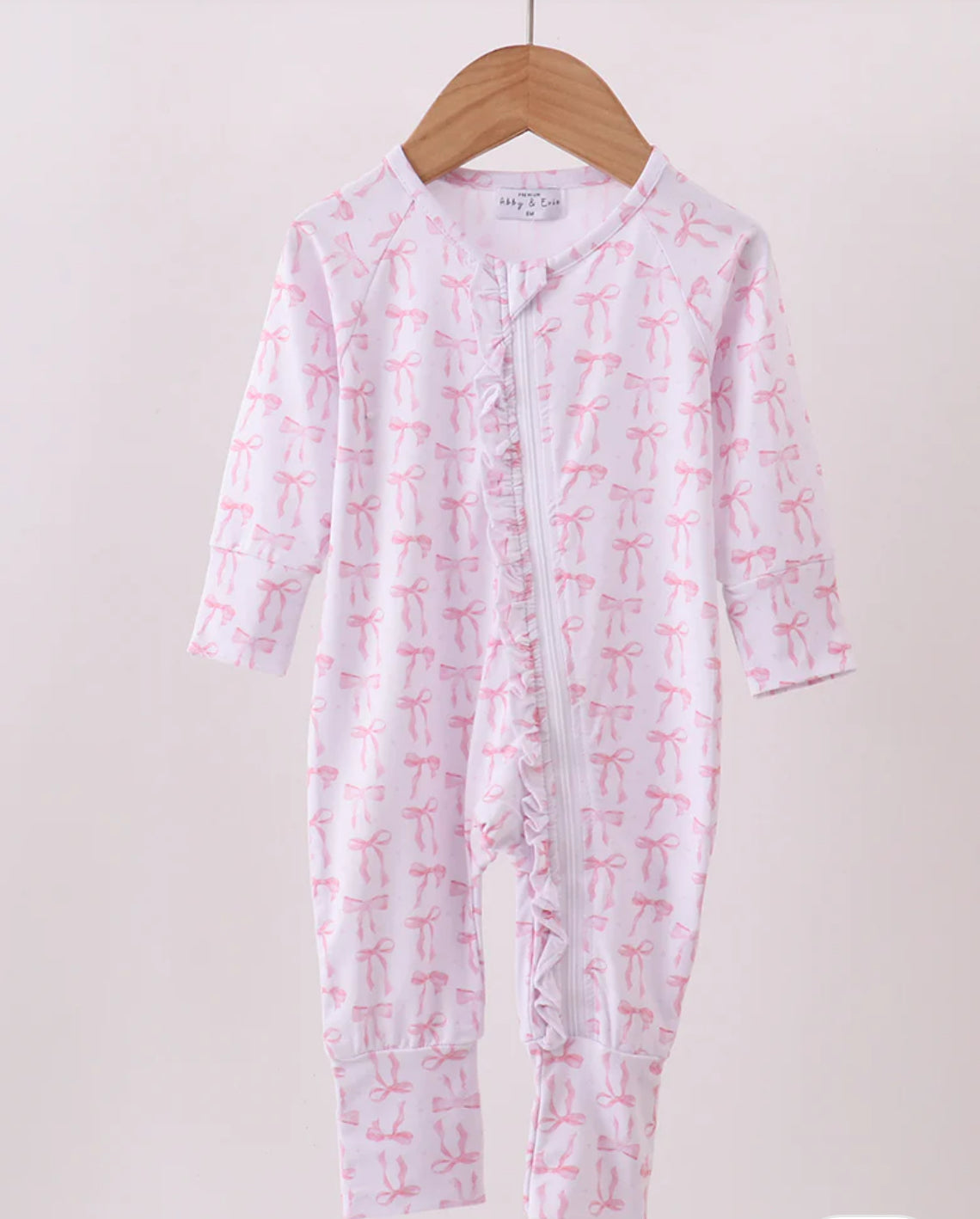 Pink Bow Ruffle Bamboo Romper