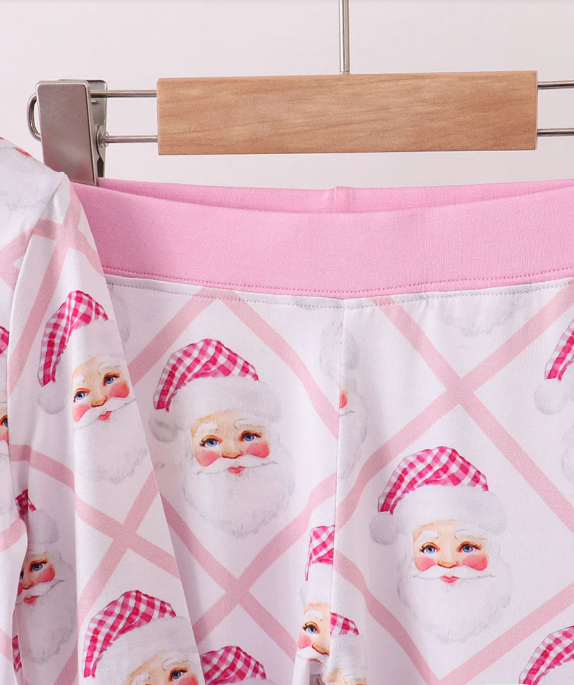 Pink Santa Bamboo Top and Bottom Set