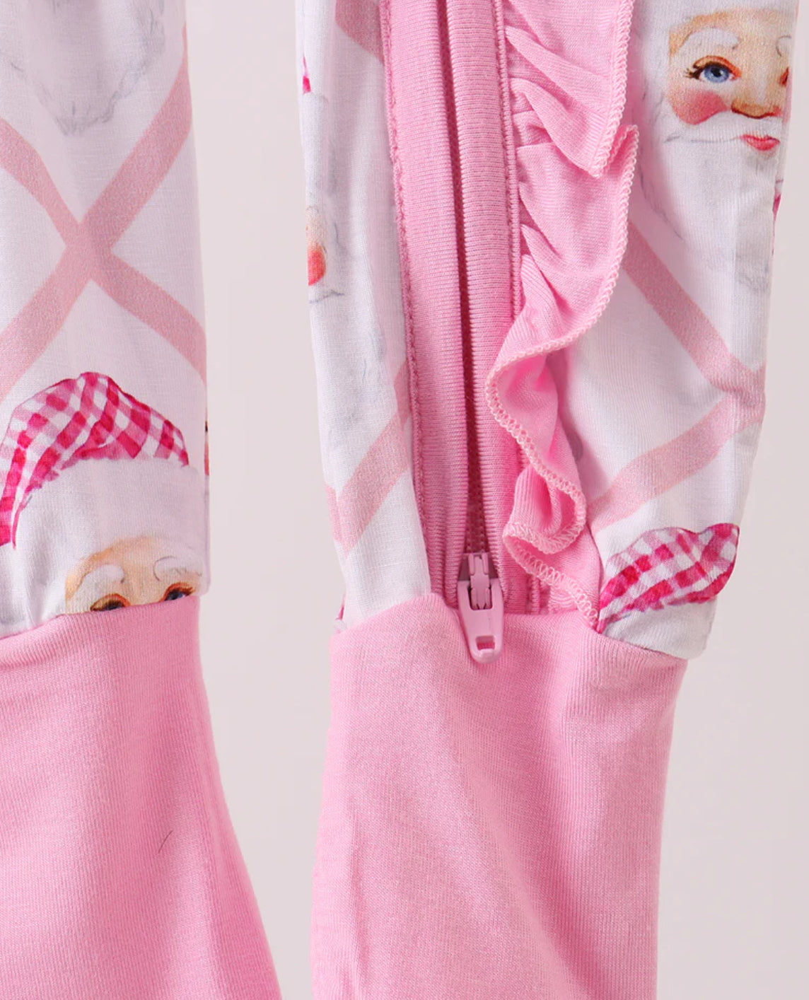 Pink Santa Ruffle Bamboo Romper