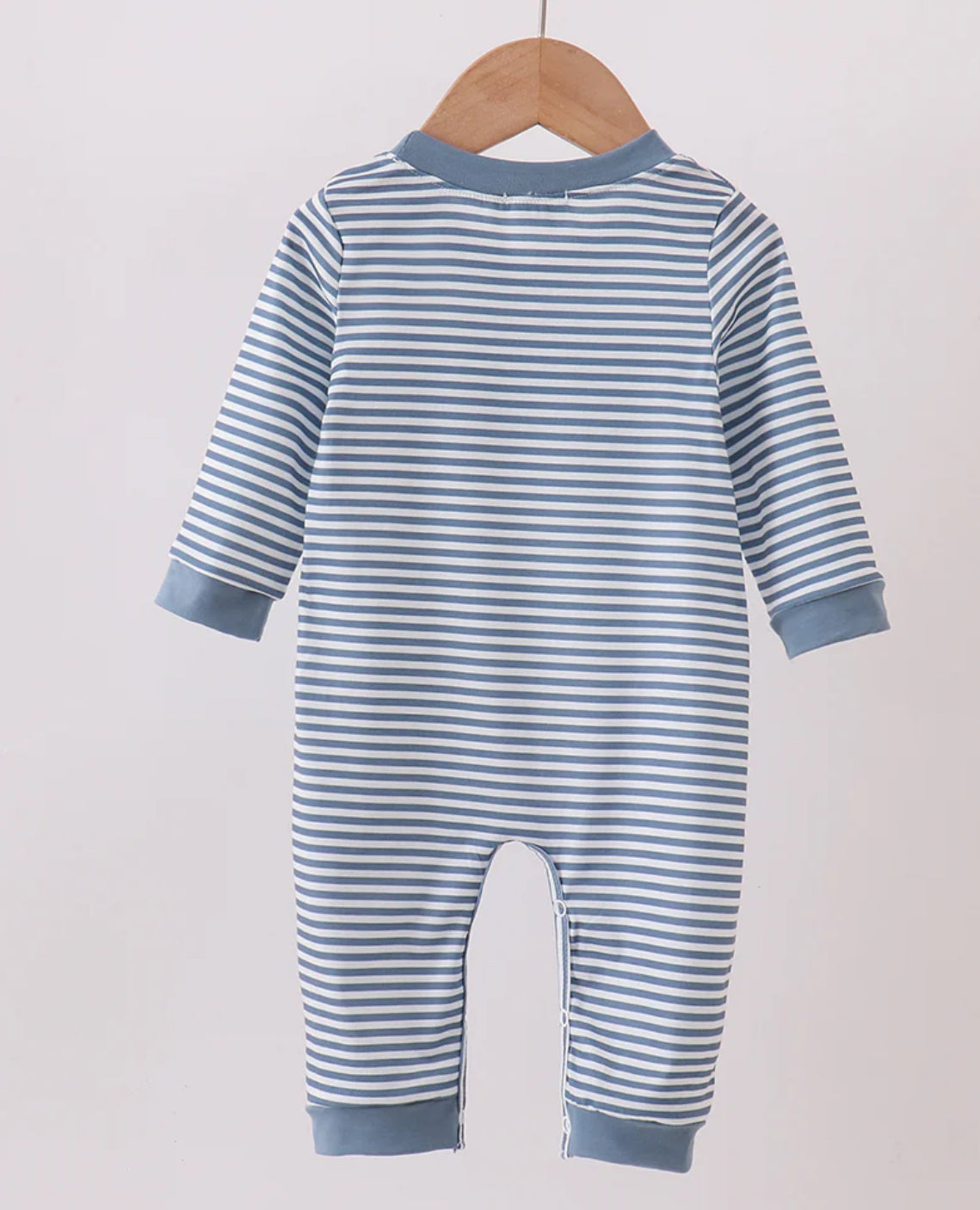 Blue Stripe BLESSED Romper