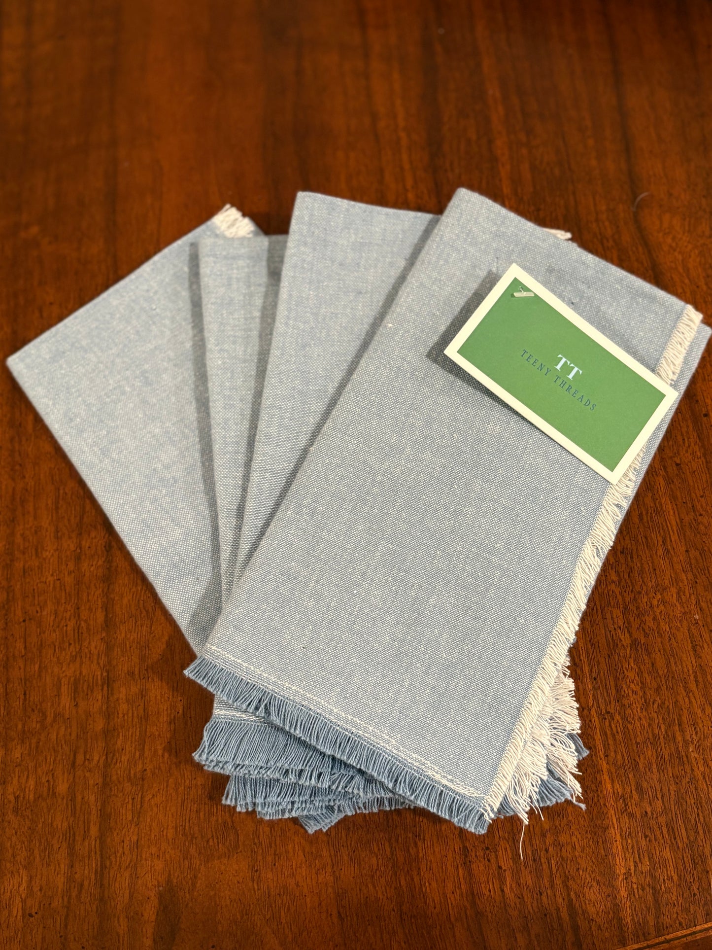 Blue Fringe Napkins - 4 set