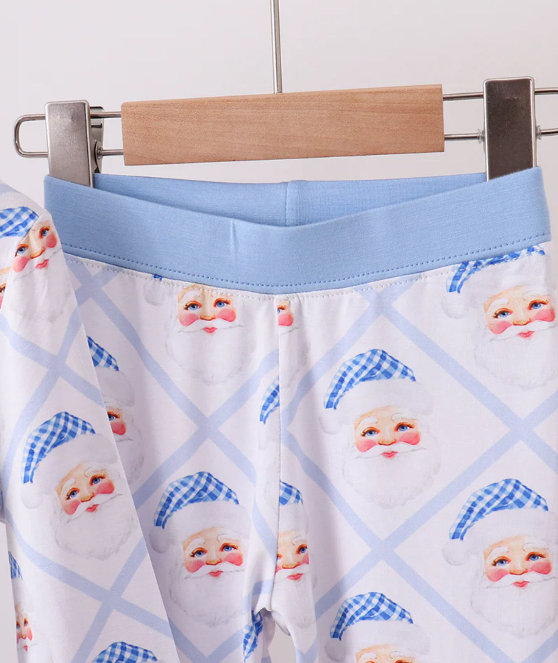 Blue Santa Bamboo Top and Bottom Set