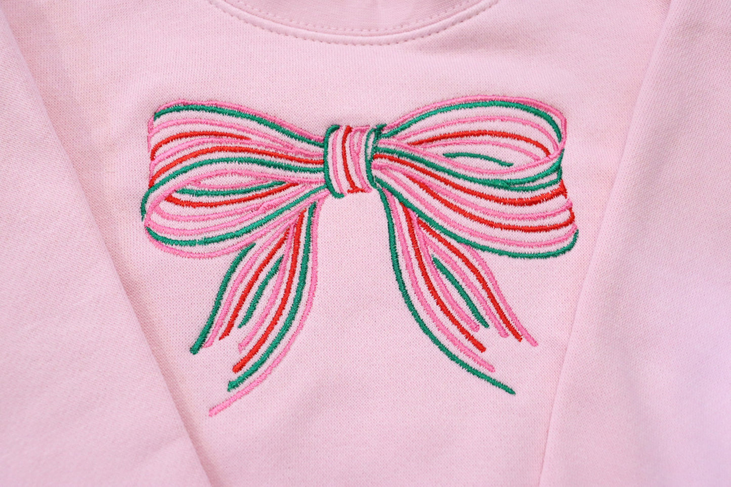 Pink Bow Embroidered Sweatshirt