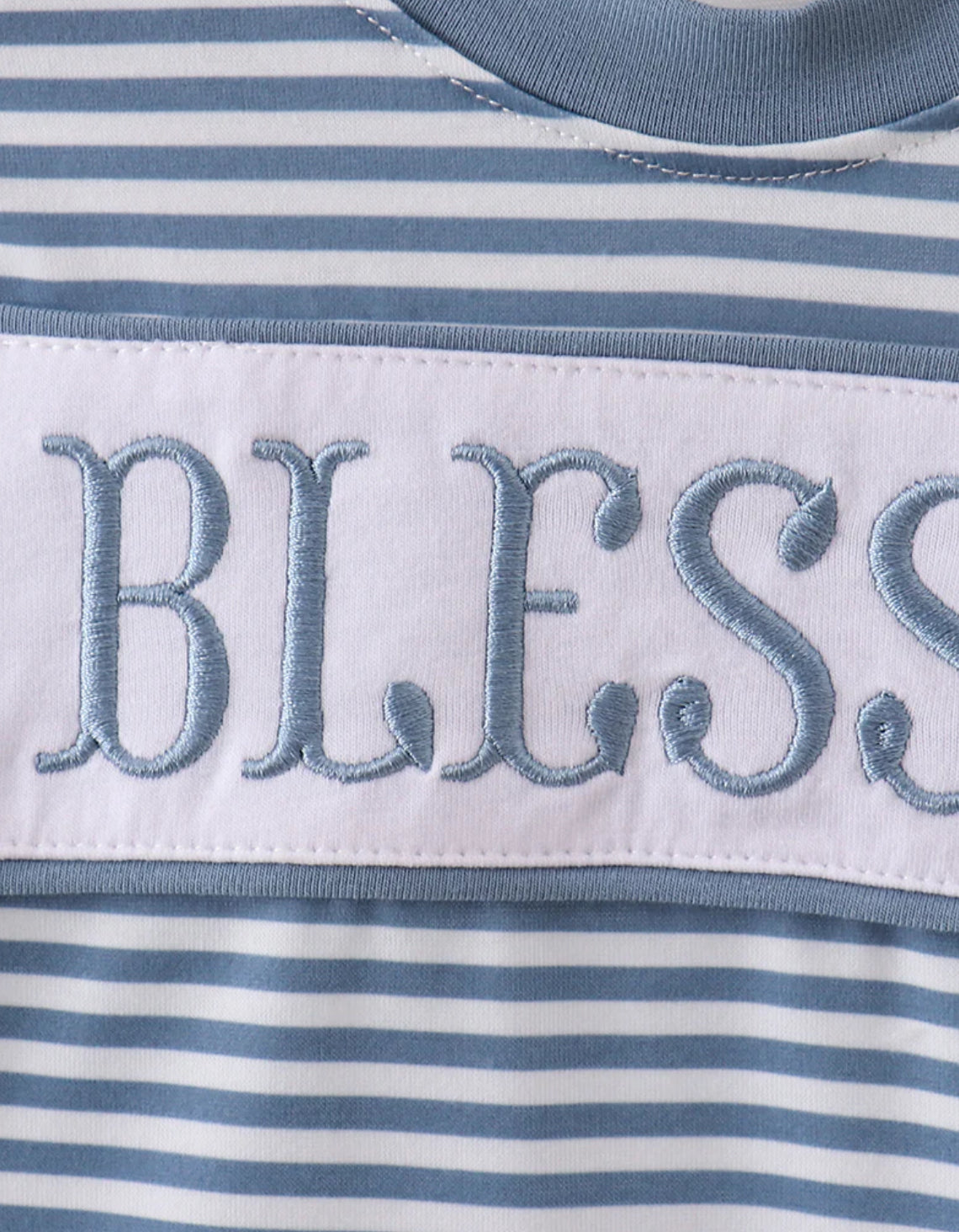 Blue Stripe BLESSED Romper