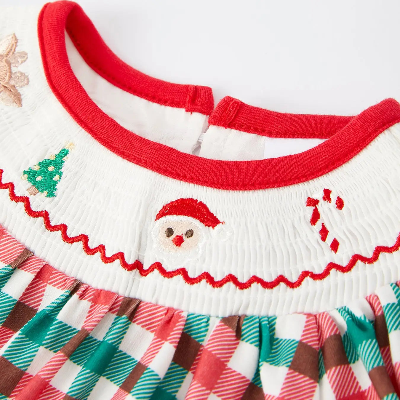 Christmas Plaid Smocked Romper