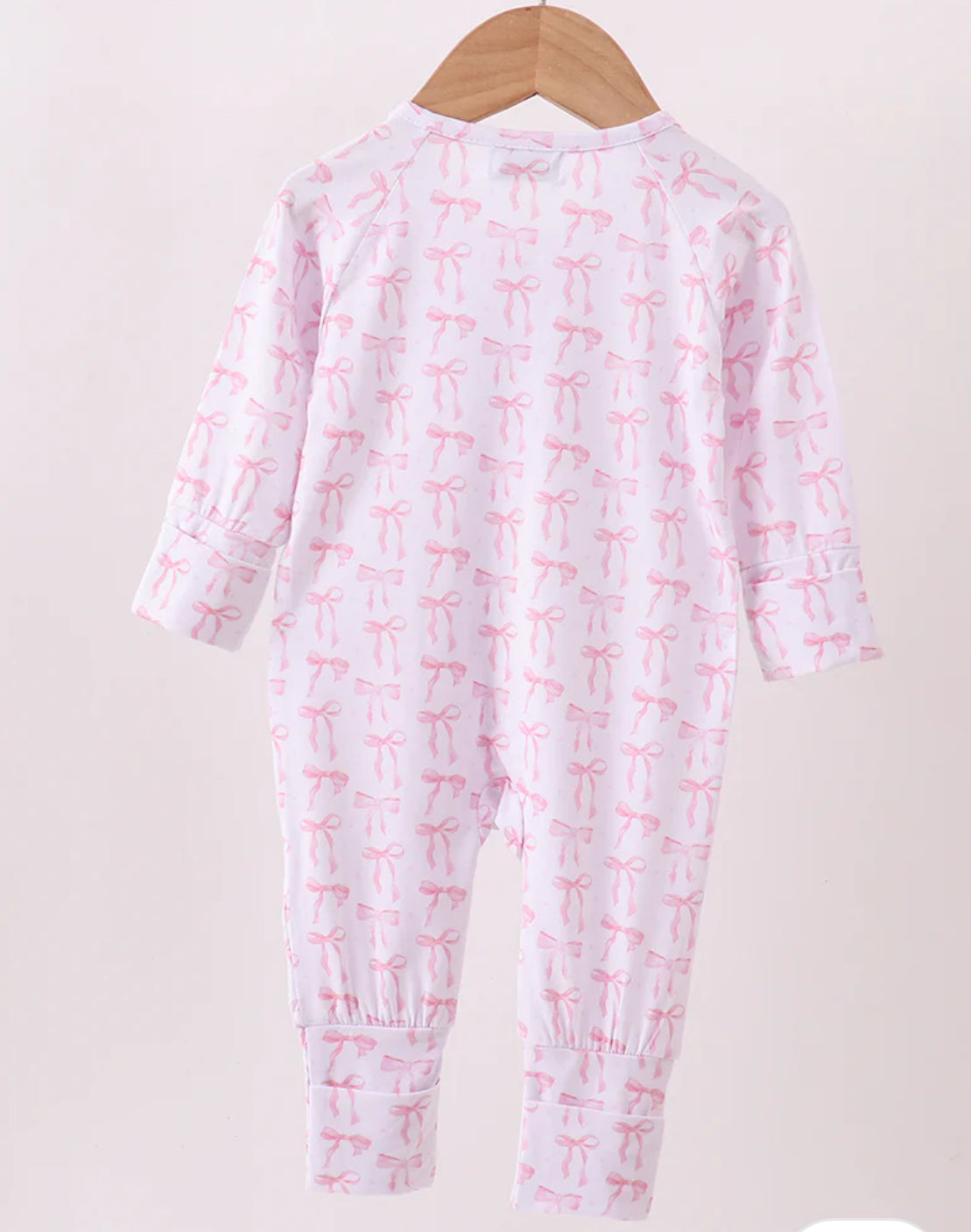 Pink Bow Ruffle Bamboo Romper