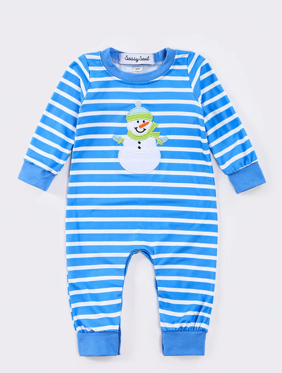 Snowman Applique Boy Romper