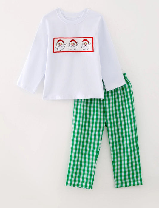 Santa Green Plaid Set