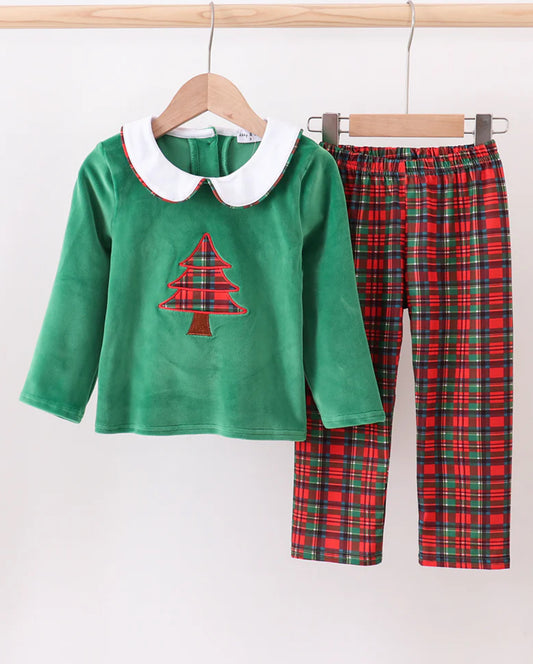 Green Velvet Christmas Tree Set