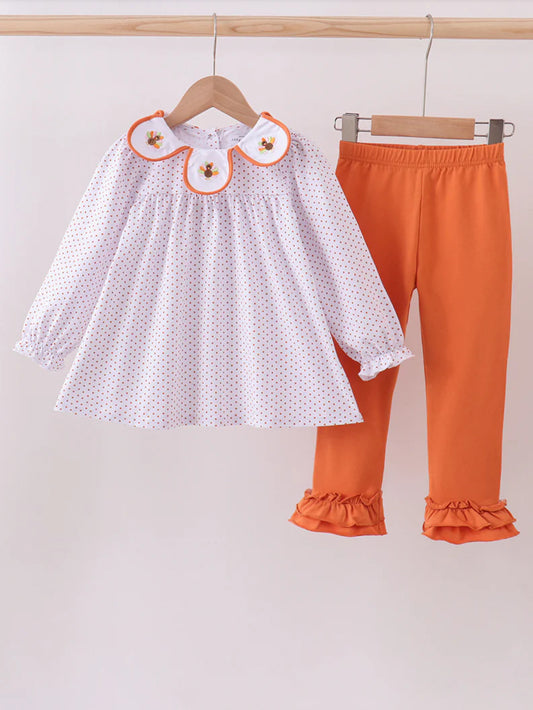 Orange Turkey Top and Bottom Set