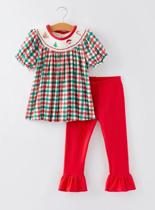 Christmas Plaid Smocked Set