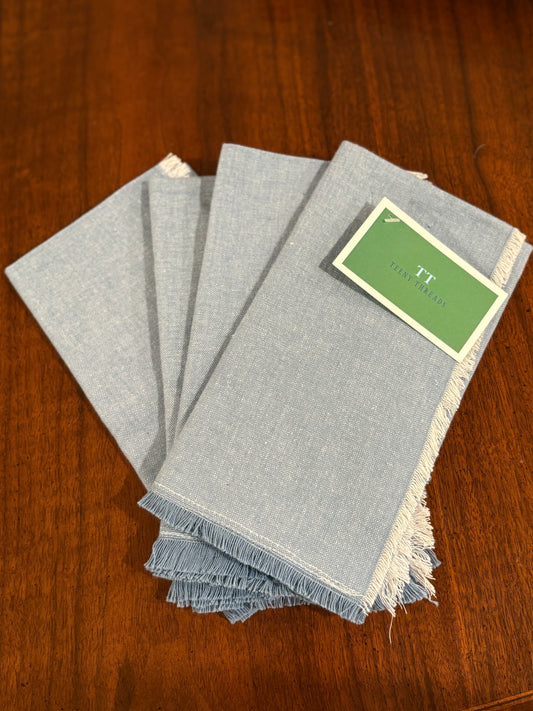Blue Fringe Napkins - 4 set