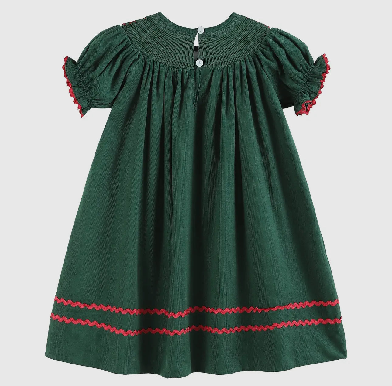 Green Christmas Mistletoe Smocked Dress