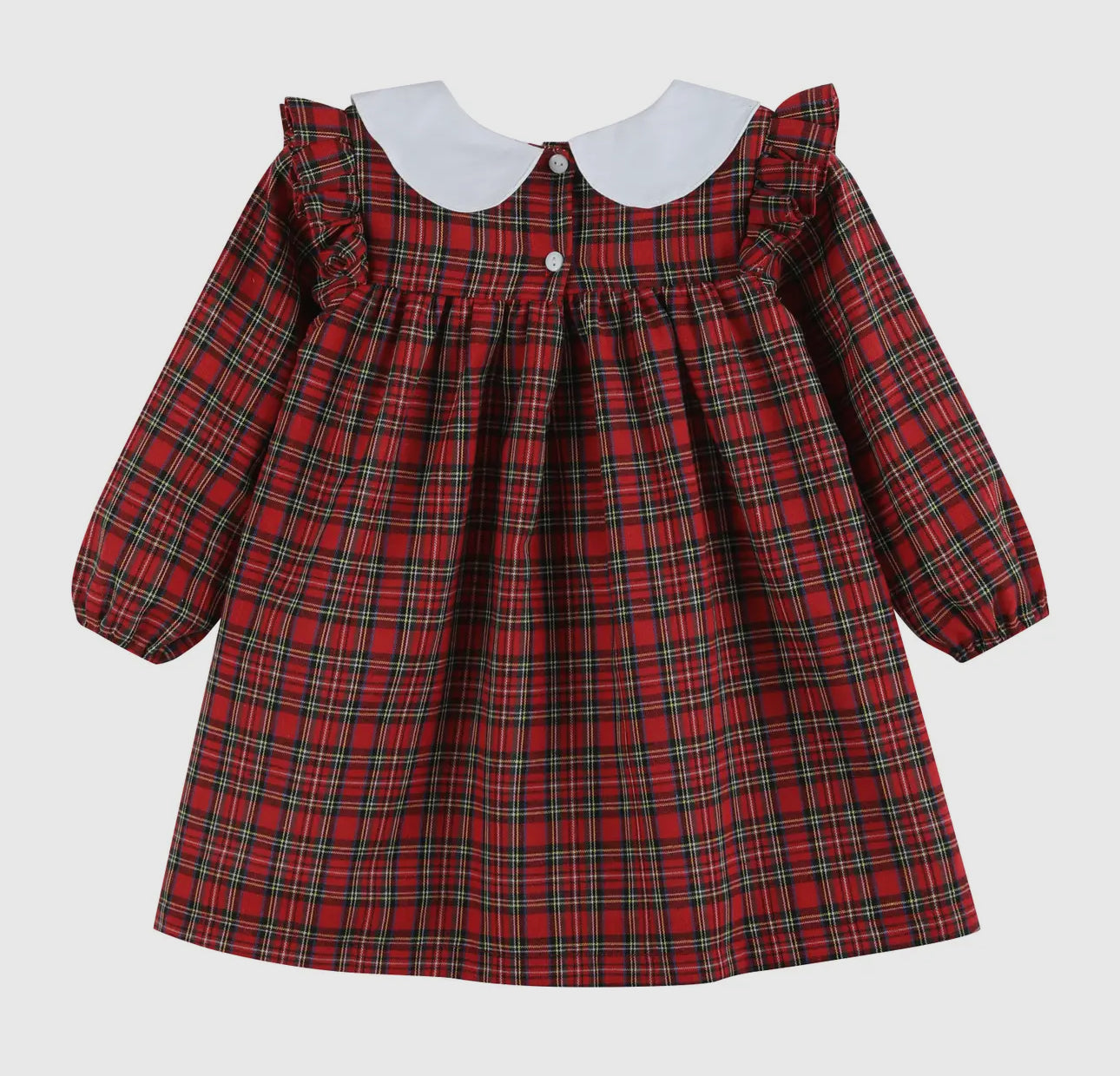 Red Christmas Plaid Collared Dress