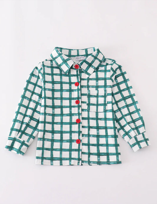 Green Plaid Button Down Shirt