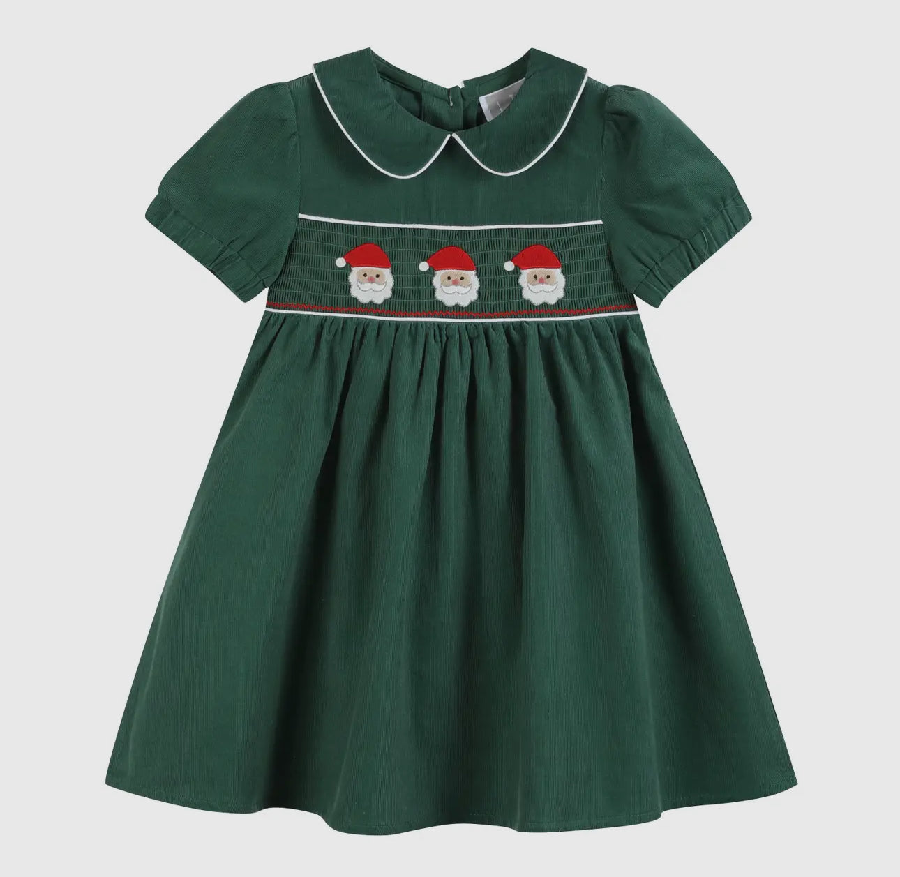 Green Corduroy Santa Smocked Dress