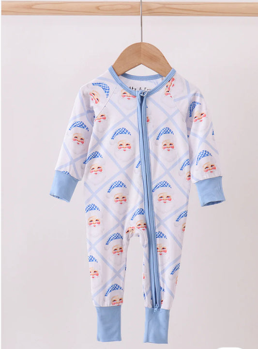 Blue Santa Bamboo Romper