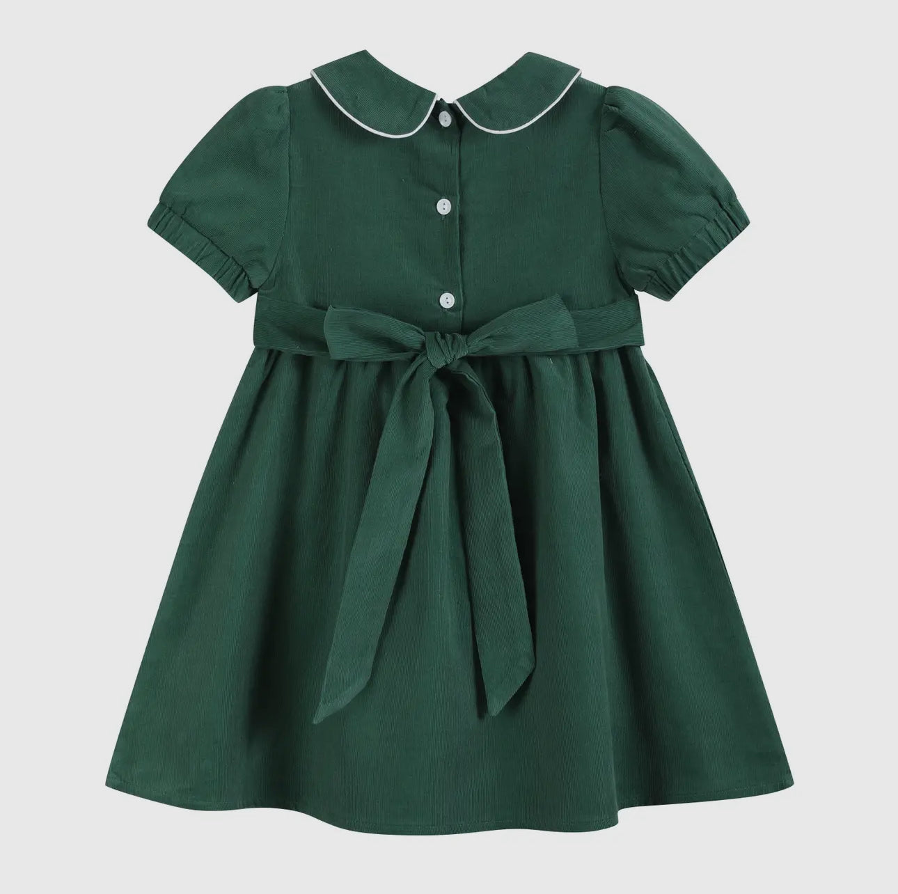 Green Corduroy Santa Smocked Dress