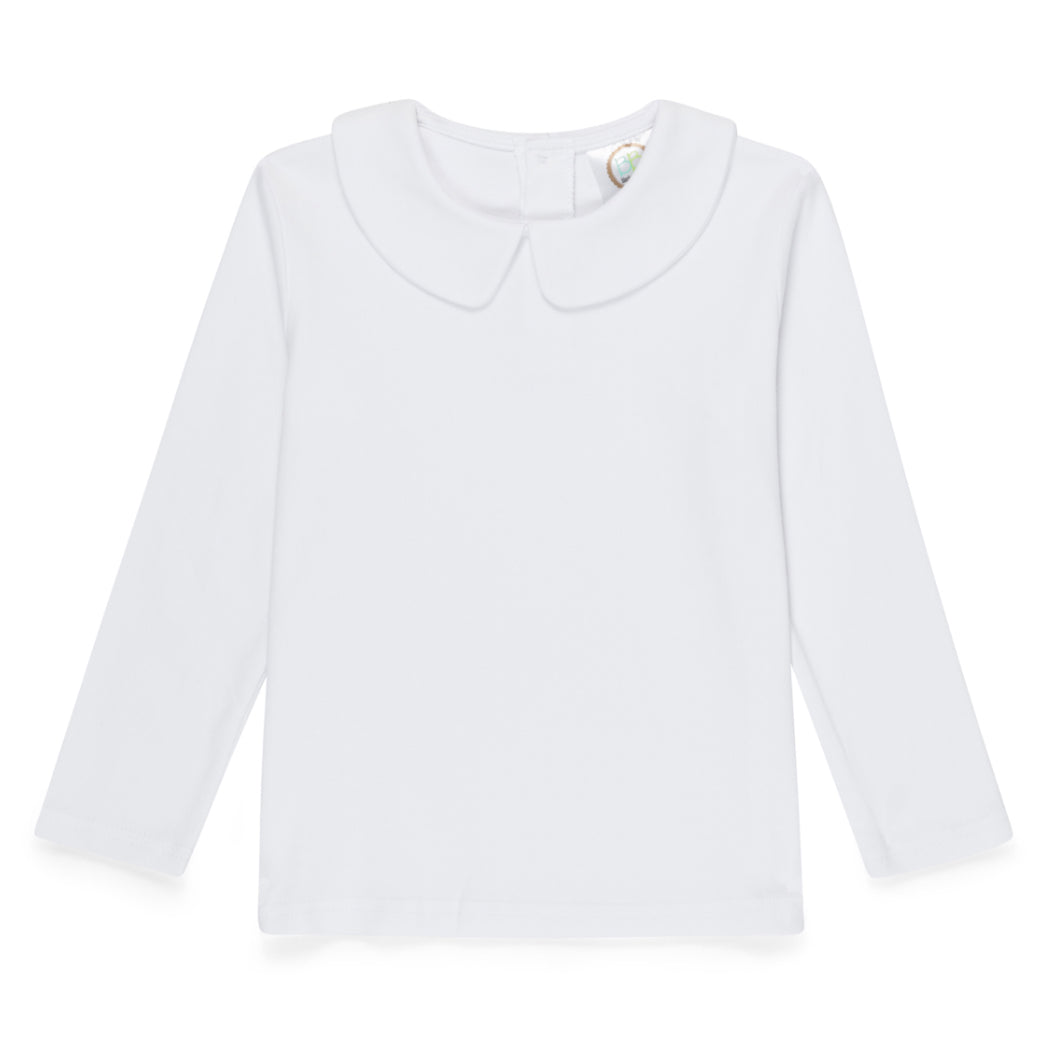 White Premium Cotton Long Sleeve Peter Pan Collared Top