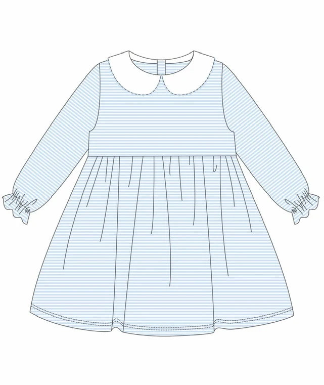 Girl Peter Pan Collared Striped Dress
