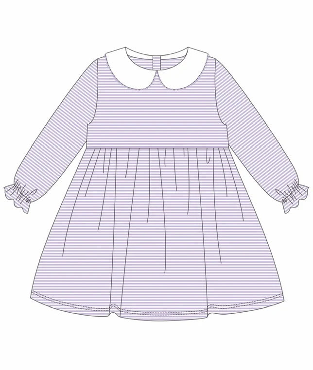 Girl Peter Pan Collared Striped Dress