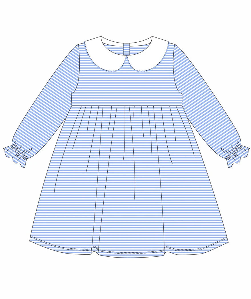 Girl Peter Pan Collared Striped Dress