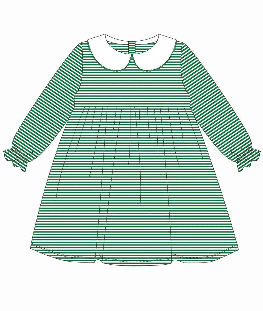 Girl Peter Pan Collared Striped Dress
