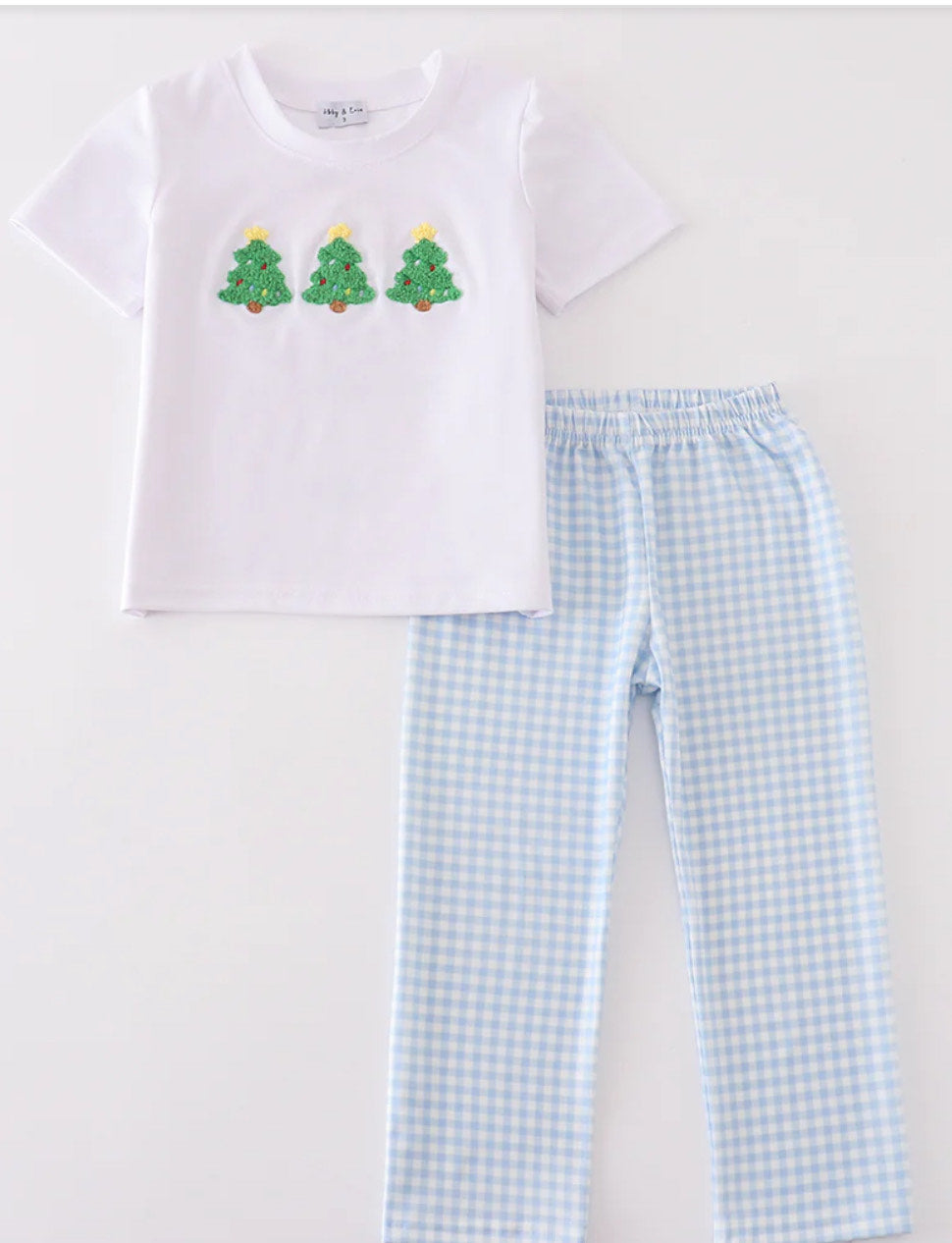 Christmas Tree Smocked Boy Set